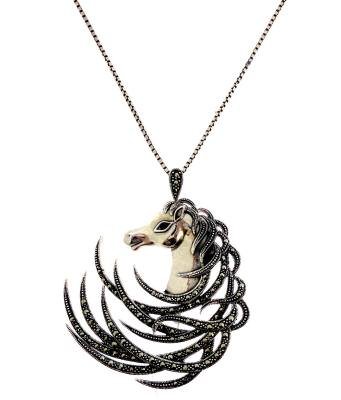 Silver and Swarovski Marcasite pendant by Monplaisir.