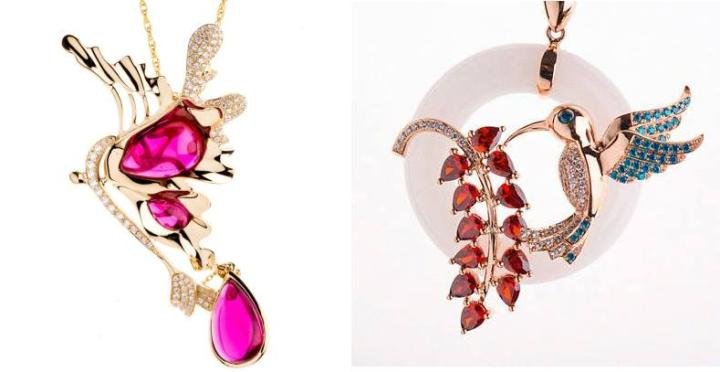 Red Shadow pendant & Bird of Paradise pendant